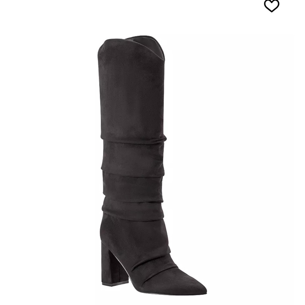 Marc Fisher Black Suede Heeled Boots -Fadora 7.5
